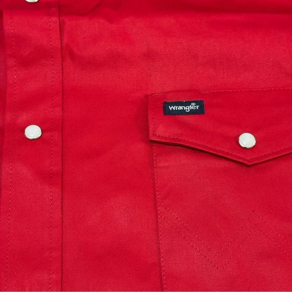 Wrangler Cowboy Cut Men’s Shirt Pearl Snap Red Long Sleeve Twill Men XLT/XL/L - Picture 3 of 6